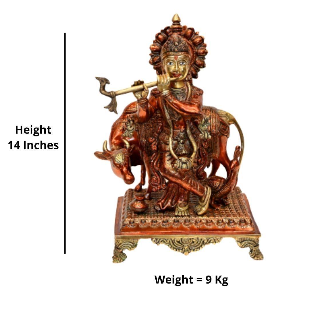 Brass Manmohan Krishna (H 14 Inches, Weight 9 Kg)