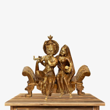Brass Radhe Krishna Virajman (H 12 Inches, Weight 6.5 Kg)