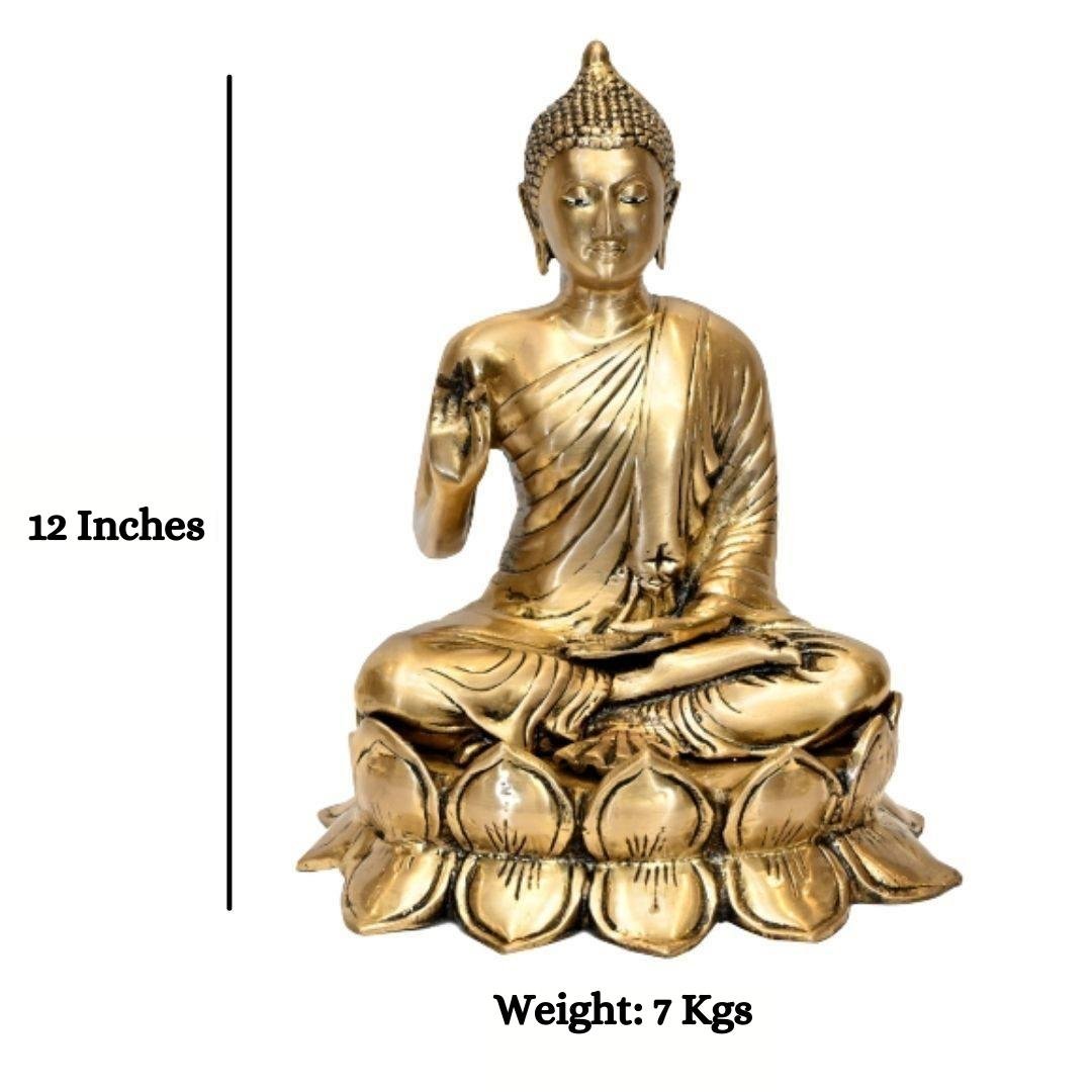 Brass Ratnasambhava Buddha (H 12 Inches, Weight 7 Kg)
