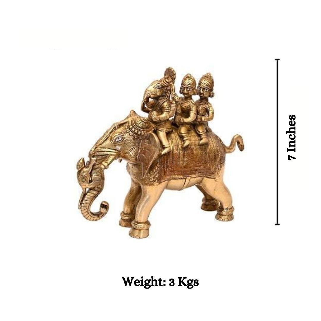Brass Riddhi Siddhi Ganesh Yatra (H 7 Inches, Weight 3 Kg)
