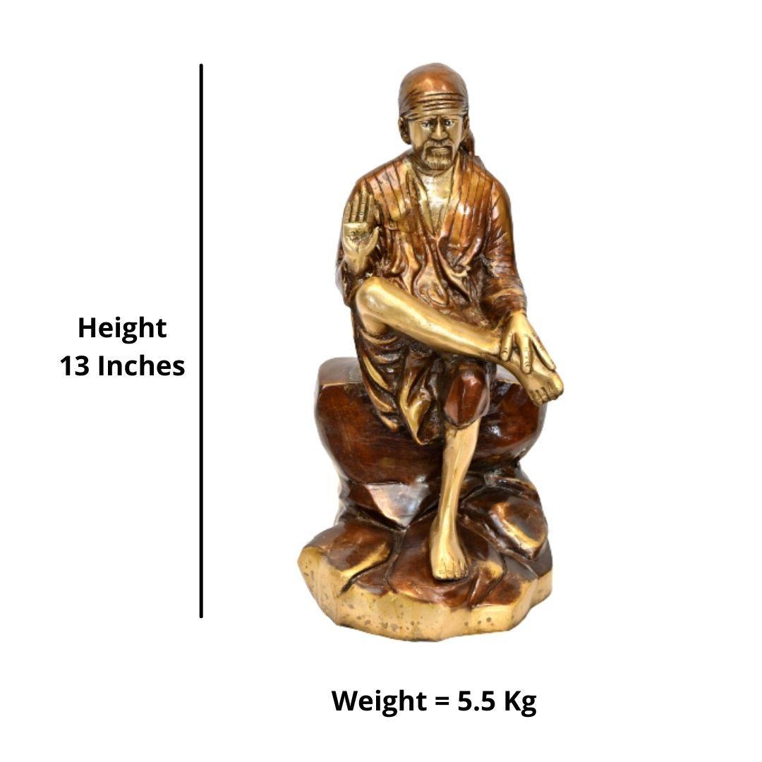 Brass Sai Baba (H 13 Inches, Weight 5.5 Kg)