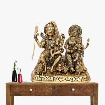 Brass Sampoorna Shiv Parivar (H 11 Inches, Weight 10.9 Kg)