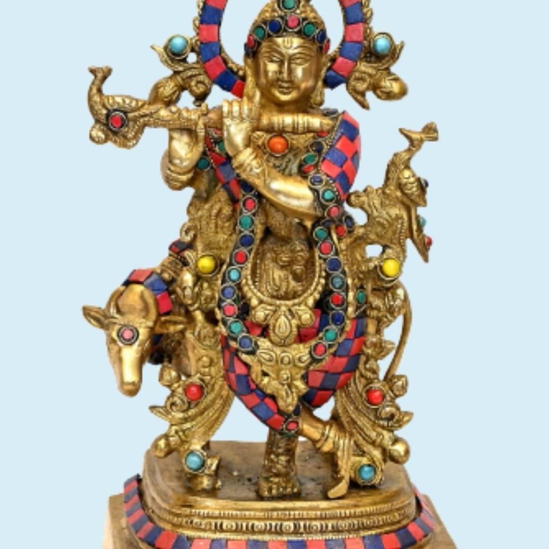 Brass Sarvapriya Krishna (H 15 Inches, Weight 5.5 Kg)