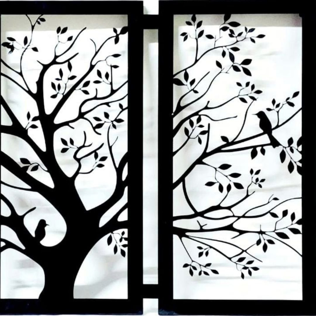 Bumper Sale Metallic Shady tree with Birds wall design (36.7 x 23 Inches)