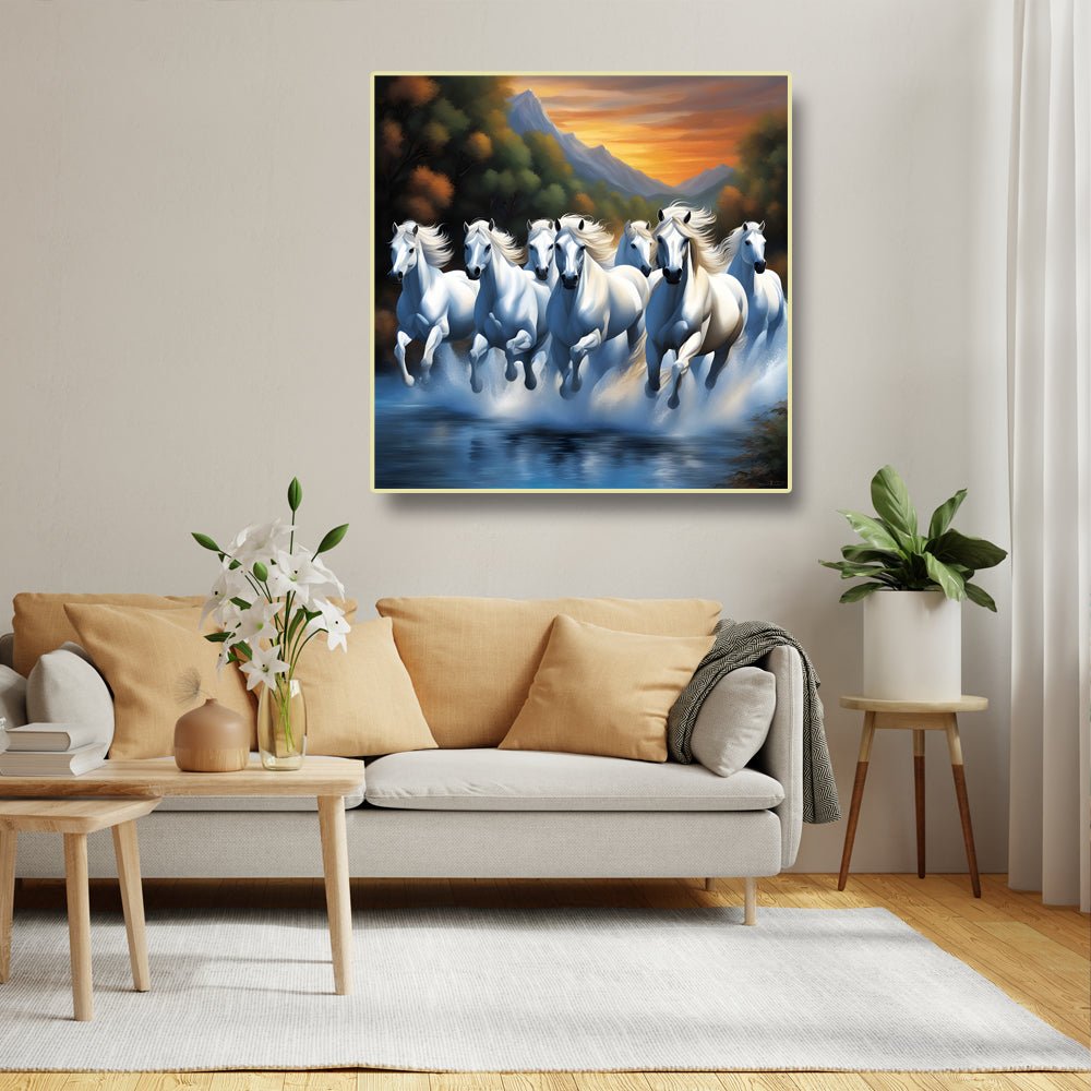 Chasing Daybreak: Running Horses Wall Art (36 x 36 Inches)