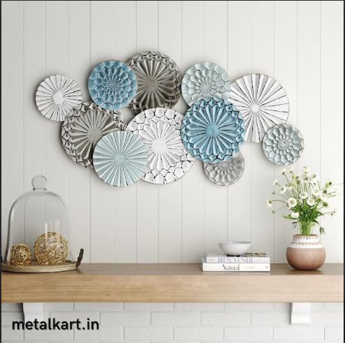 Chromatic Circles Metallic Wall Decor with Cool and Warm Tones (48 x 24 Inches)