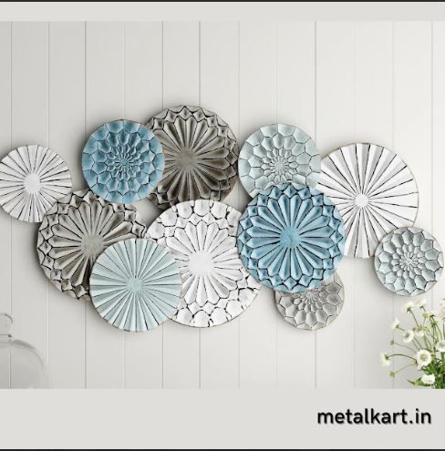 Chromatic Circles Metallic Wall Decor with Cool and Warm Tones (48 x 24 Inches)