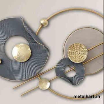 Circular Harmony Metallic Wall Hanging with Hollow Circular Plates (48 x 24 Inches)