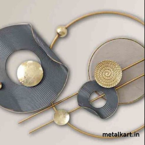 Circular Harmony Metallic Wall Hanging with Hollow Circular Plates (48 x 24 Inches)