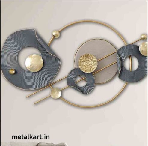 Circular Harmony Metallic Wall Hanging with Hollow Circular Plates (48 x 24 Inches)
