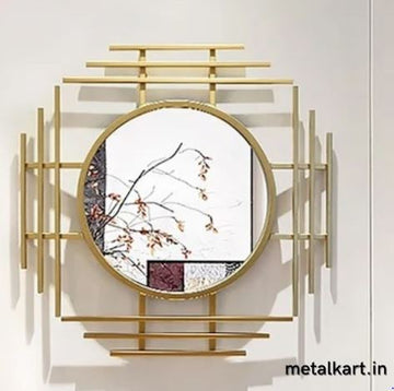 Circular mirror in Metallic Tribar Frame (24 Inches)