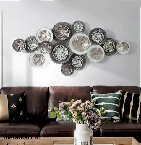Circular Orbit 15 Circular Plates Metallic Wall Accent (48 x 24 Inches)