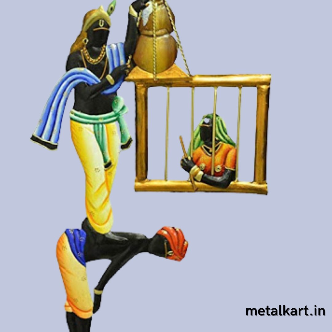 Dahi Handi Kanha Mettalic Wall Art (24 x 24 Inches)