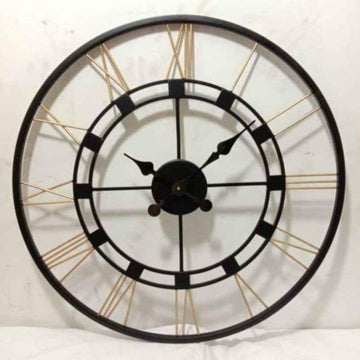 Designer metallic dark circle wall clock (Día 24 Inches)