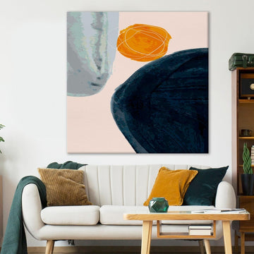Dual Orbs Canvas Wall Painting (36 x 36 Inches)