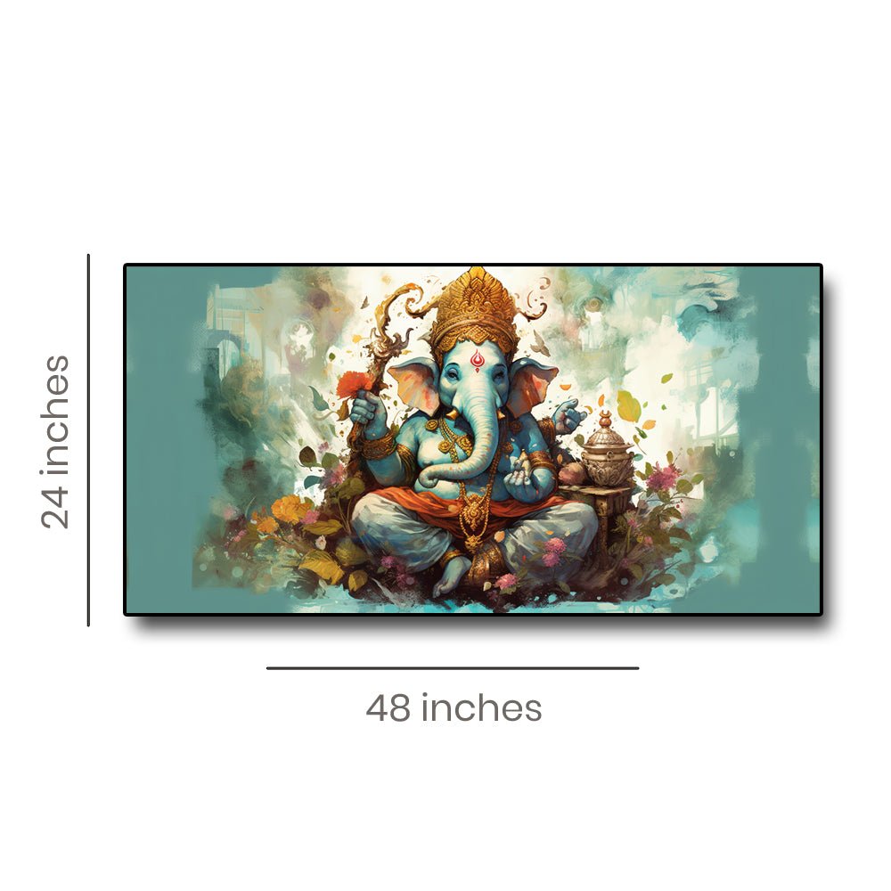 Ekdant Dayvant Vighnaharta Ganesha Canvas Painting (48 x 24 Inches )