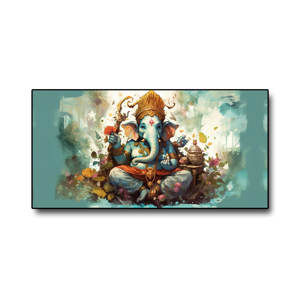 Ekdant Dayvant Vighnaharta Ganesha Canvas Painting (48 x 24 Inches )