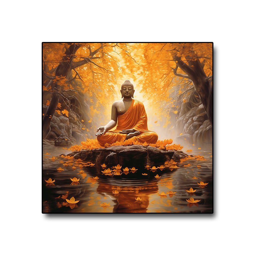 Enlightened Buddha Canvas Painting For Living Room (36 x 36 Inches )
