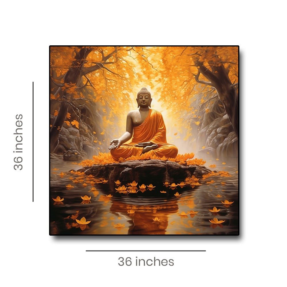 Enlightened Buddha Canvas Painting For Living Room (36 x 36 Inches )