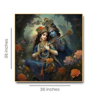 Thumbnail for Eternal Harmony: Radha Krishna's Divine Melody Canvas Wall Art (36 x 36 Inches)