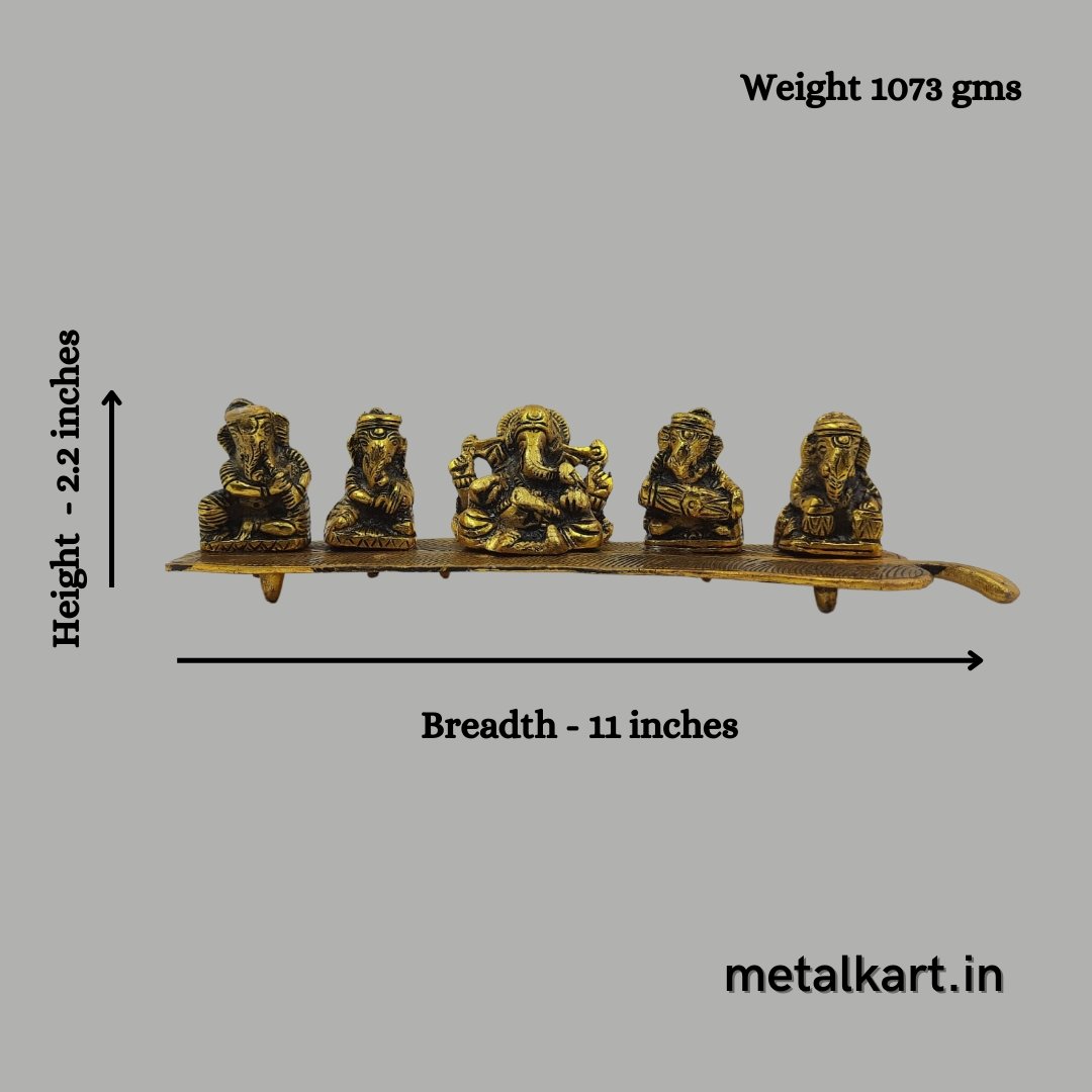 Ganesha in Concert (Aluminium, Breadth 11 Inches, Height 2.2 Inches)