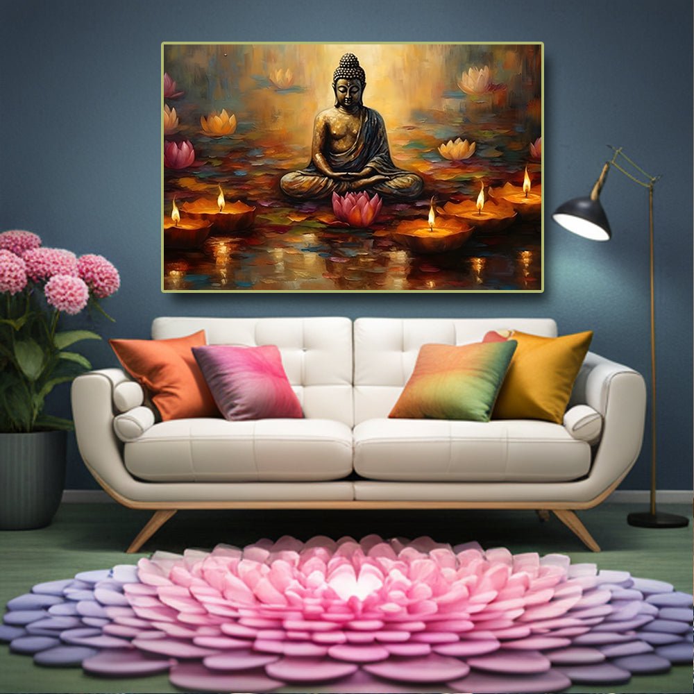 Gautam Buddha in Yoga Canvas Wall Painting (36 x 24 Inches )