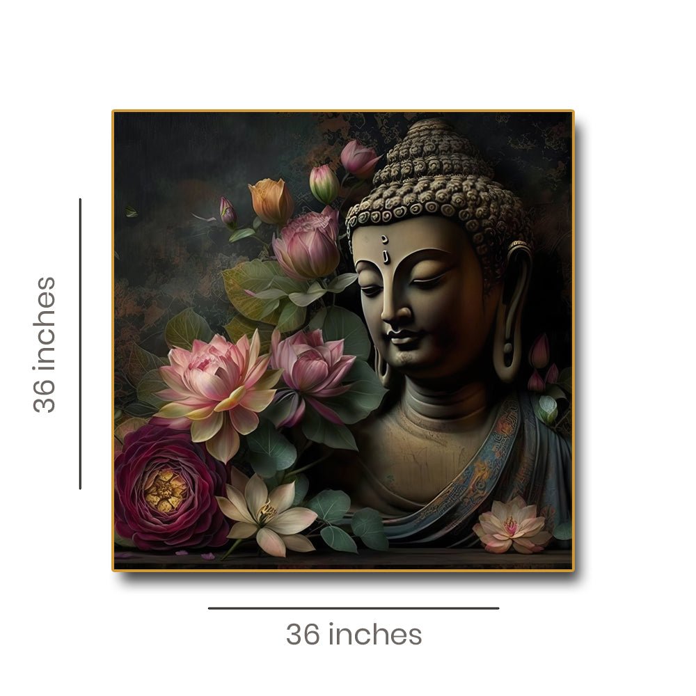 Gautam Buddha Wall Painting with Nature (36 x 36 Inches )
