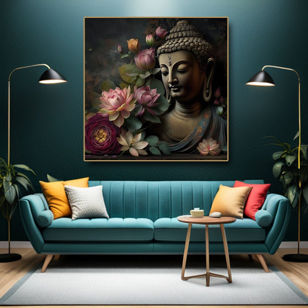 Gautam Buddha Wall Painting with Nature (36 x 36 Inches )