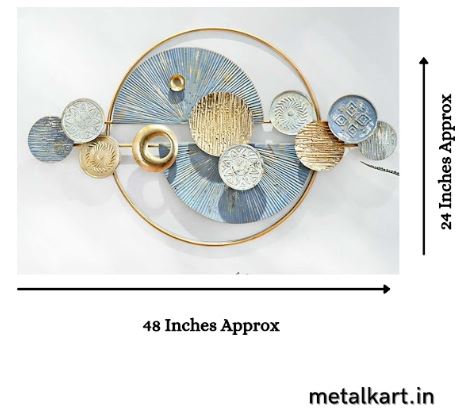 Golden Serenity Metallic Wall Art with the Calming Shades of the Sea and the Sun (48x24 Inches)