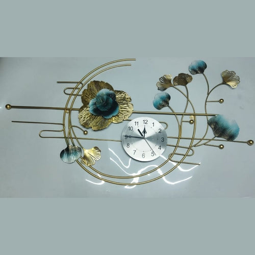 Halfmoon Metallic Wall Art Clock (59 x 29 Inches)