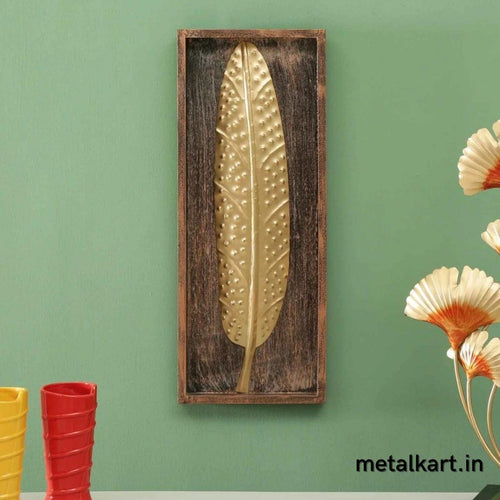 Handcrafted Framed Iron leaf Wall Decor (20 x 8 Inches)