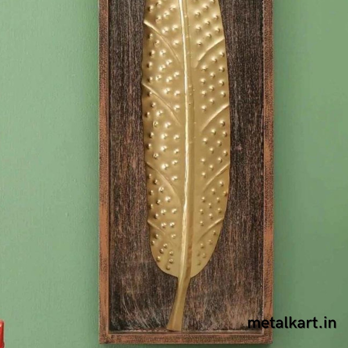 Handcrafted Framed Iron leaf Wall Decor (20 x 8 Inches)