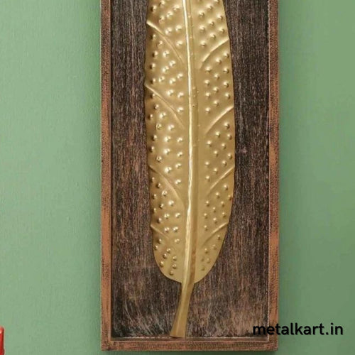 Handcrafted Framed Iron leaf Wall Decor (20 x 8 Inches)