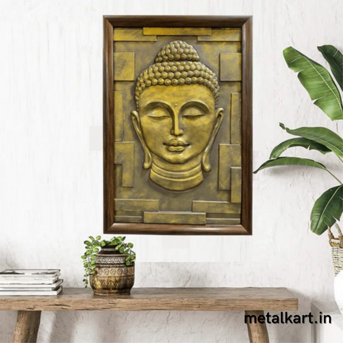 Handpainted Buddha Face 3D Wall Hanging (36 x 24 Inches)