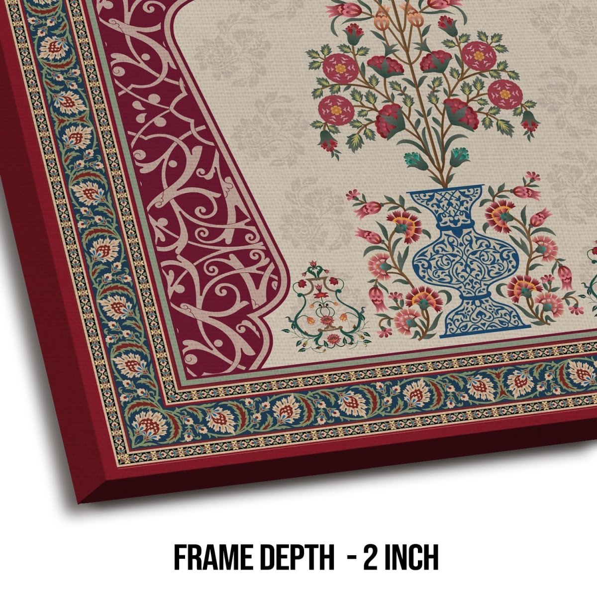Kalamkari Painting : Floral Still Life Canvas Wall Art (36 x 36 Inches)