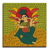 Thumbnail for Kalighat paintings: Melodious Wisdom Wall Painting (36 x 36 Inches)