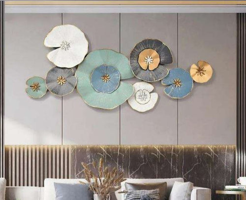 Lotus Bloom Metallic Wall Hanging (48x24 Inches)