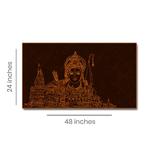 Majestic Ram Mandir with Rama's Reflective Grace (48 x 24 Inches)