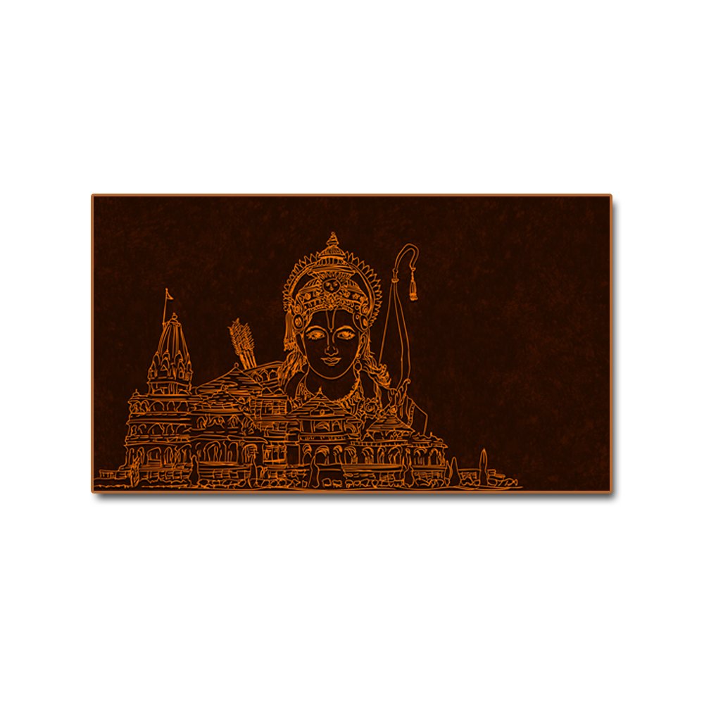 Majestic Ram Mandir with Rama's Reflective Grace (48 x 24 Inches)
