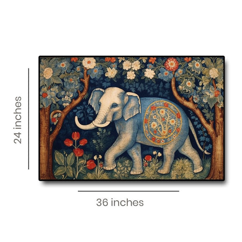 Majestic Roam Canvas Painting of a Beautiful White Elephant (36 x 24 Inches)