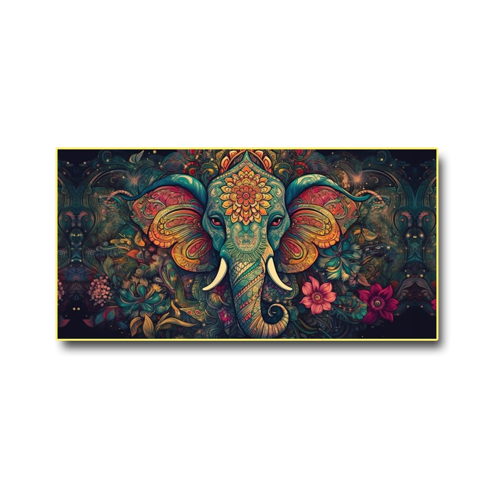 Mangal Murti Morya Ganesha Canvas Painting for Wall Decor (48 x 24 Inches )