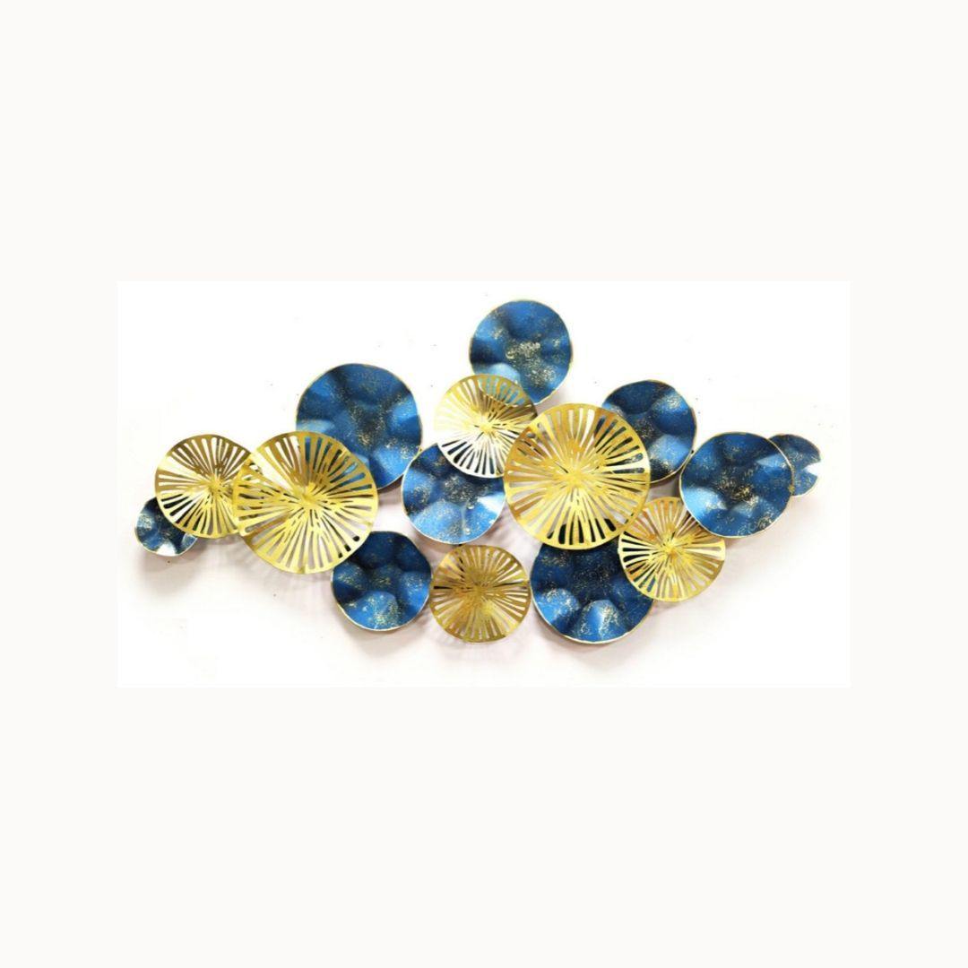 Metalkart iron decor for walls with Gold and Blue (52 x 26 Inches)