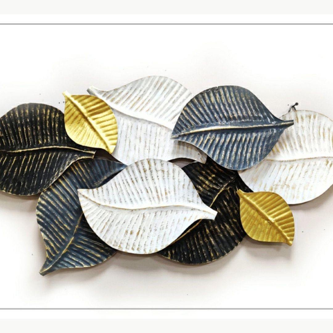Metalkart sacred iron leafs wall art for home, office, studio (44 x 22 Inches)