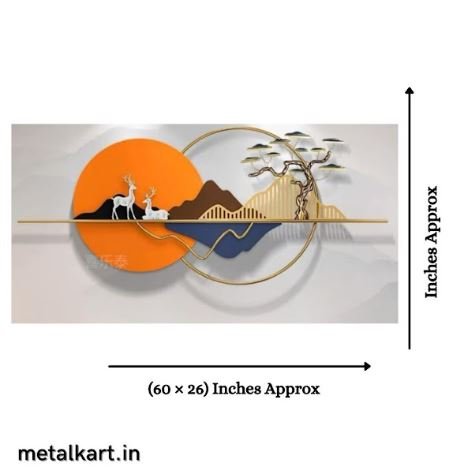 Metalkart Special Branches of Time, Stardust Memories with Deer Wall Art (60 x 26 Inches)