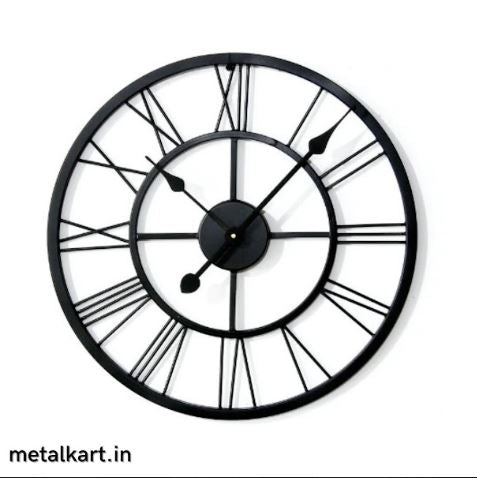 Metalkart Special Ebon Roman Timepiece Black Finish (24 x 24 Inches)