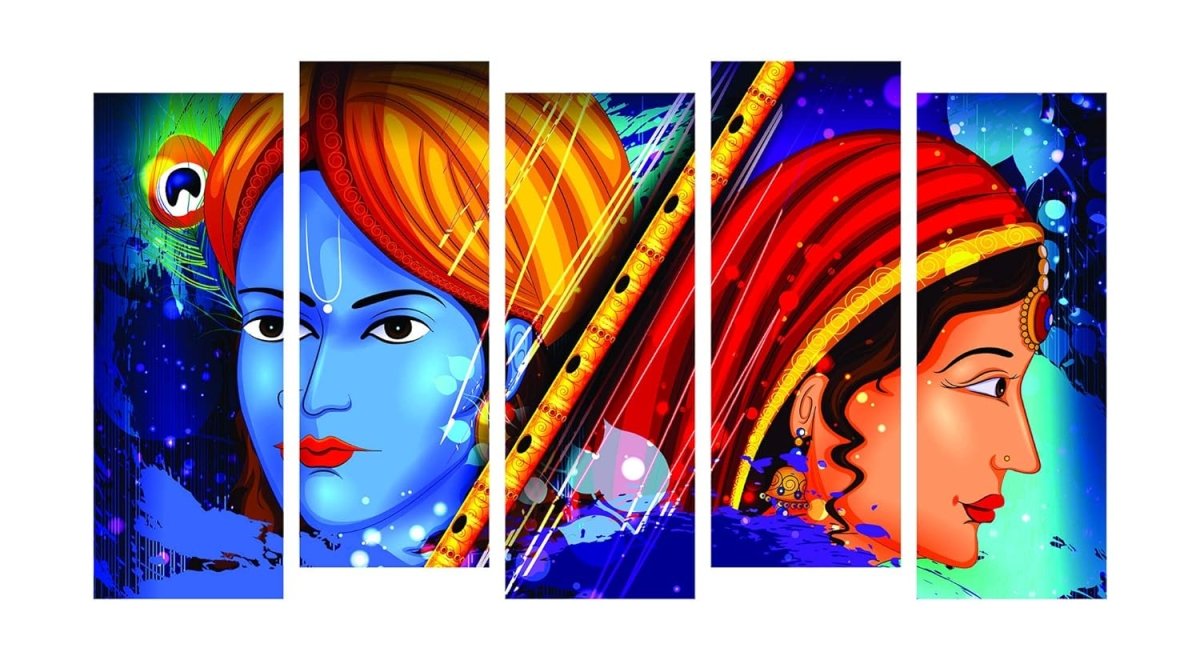 Metalkart Special Echoes of Vrindavan Wall Painting (Set of 5)