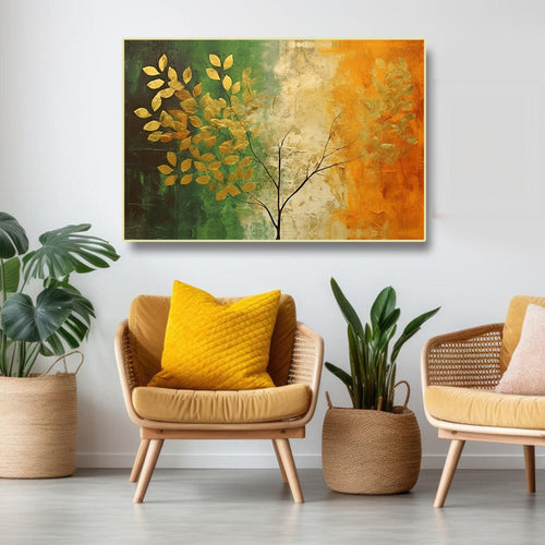 Metalkart Special Golden Foliage of Freedom: Abstract Tricolor (36 x 24 inches)