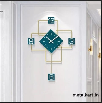 Metalkart Special Golden Geometrix Wall Clock (23 x 30 Inches)