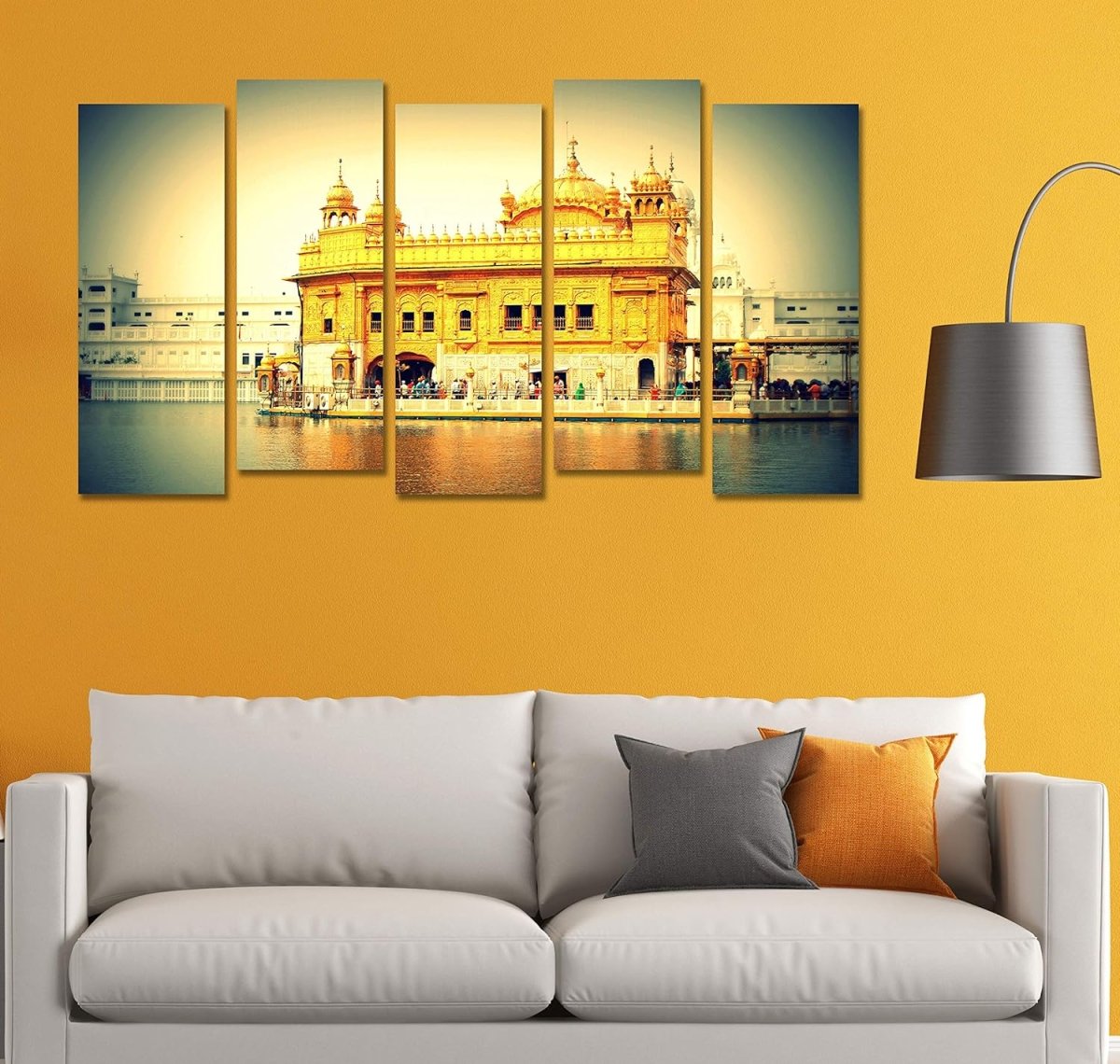 Metalkart Special Golden Gurudwara Sahib Wall Painting (Set of 5)