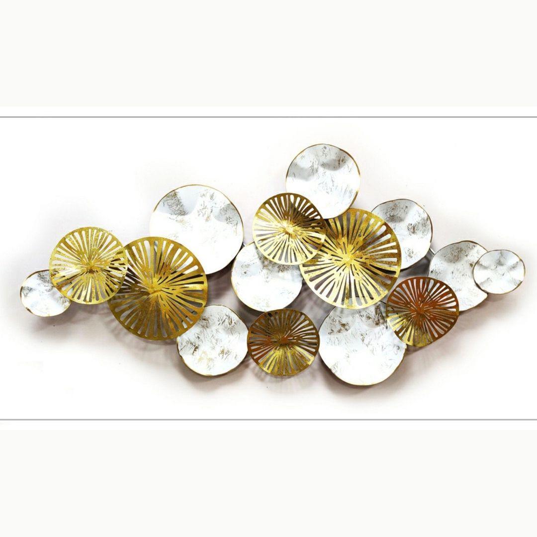 Metalkart special Golden white metal art (52 x 26 Inches)